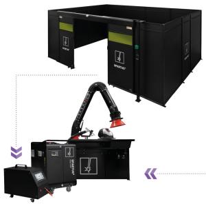 Zabudowa stanowiska 6000x4000x2250 do spawania laserowego z wyposażeniem