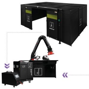 Zabudowa stanowiska 6000x4000x2250 do spawania laserowego z dachem i wyposażeniem